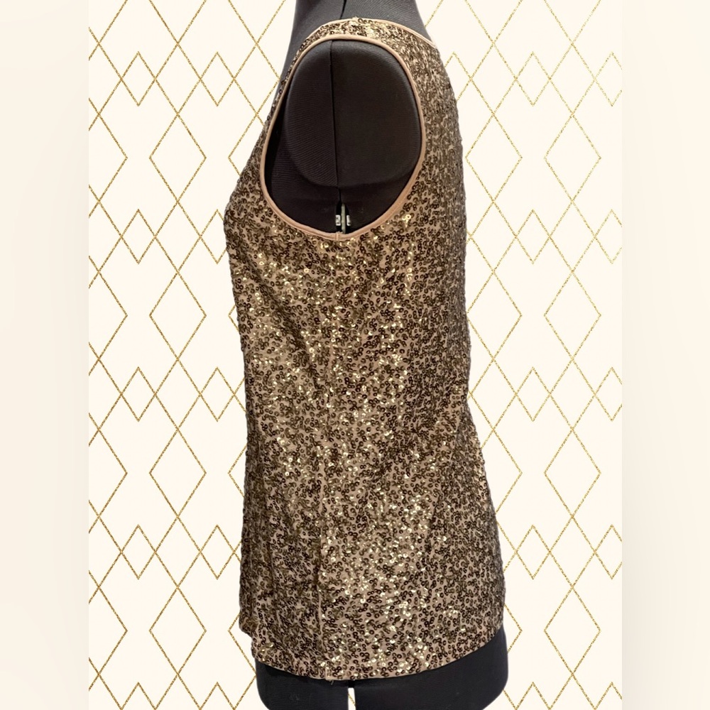 J. Crew Peach Tank Top With All Over Gold Sequins Size S - Picture 2 of 6